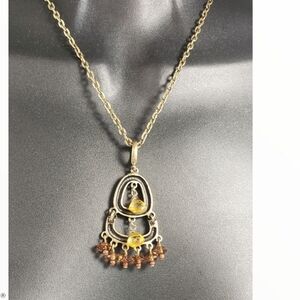 Faceted Amber Chandelier Necklace